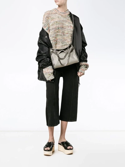 Stella Mccartney Mini Falabella Shaggy Dear Faux Leather Tote In Grey