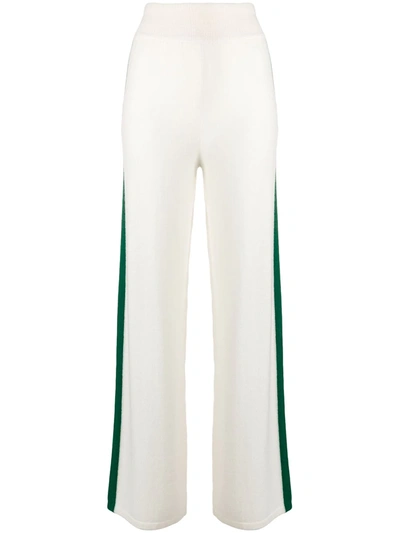 Shop Cashmere In Love Cashmere Blend Side Stripe Track Pants In White