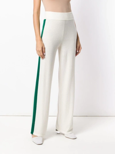 Cashmere In Love Cashmere Blend Side Stripe Track Pants In White