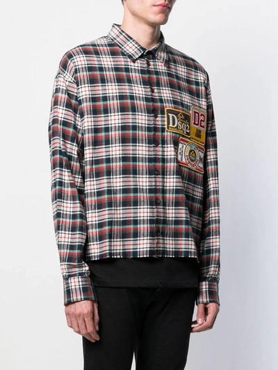 Dsquared2 Plaid Logo Patch Shirt In Blue