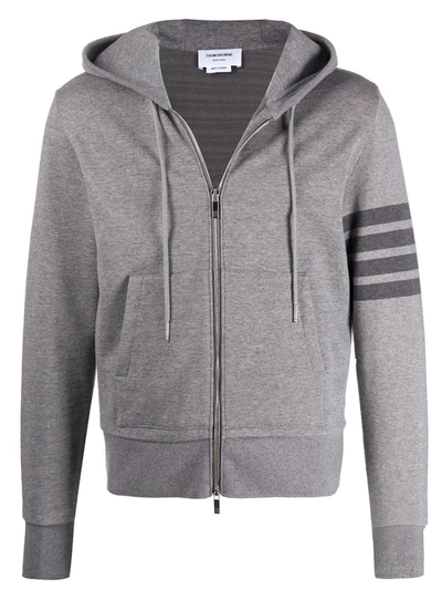 Shop Thom Browne 4-bar Zip-up Loopback-cotton Hoodie In Grey