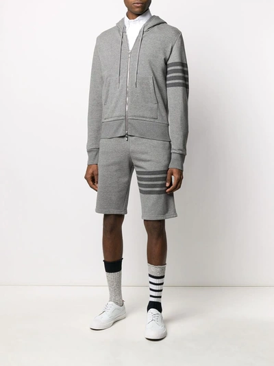 Shop Thom Browne 4-bar Zip-up Loopback-cotton Hoodie In Grey