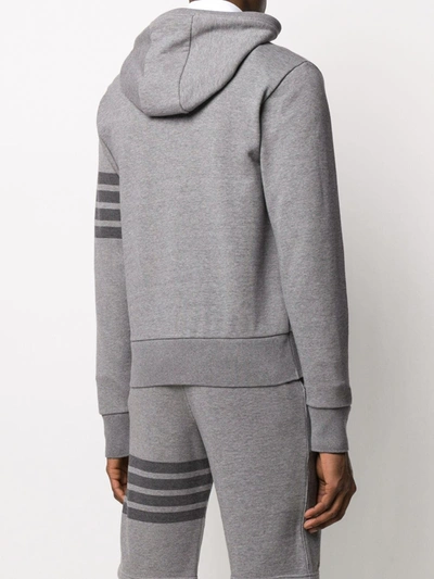 Shop Thom Browne 4-bar Zip-up Loopback-cotton Hoodie In Grey