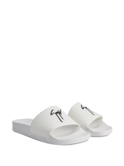 Giuseppe Zanotti Brett Logo-print Slides In Weiss