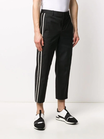Shop Neil Barrett Contrasting Side Panel Cropped Trousers In Black