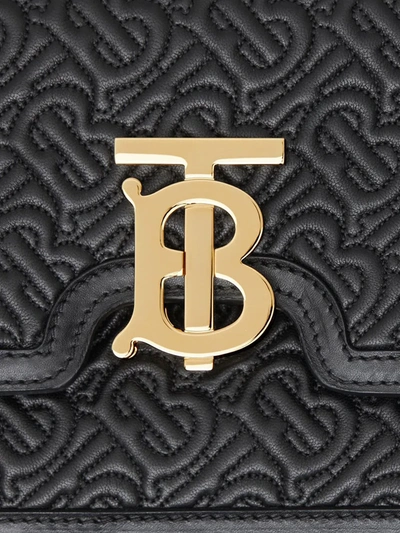Shop Burberry Medium Quilted Monogram Lambskin Tb Bag In Black