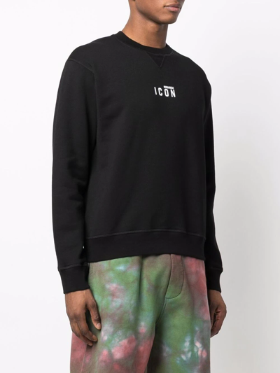 Dsquared2 Black Logo Crew-neck Sweatshirt In Black