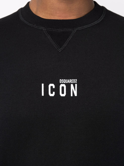 Dsquared2 Black Logo Crew-neck Sweatshirt In Black