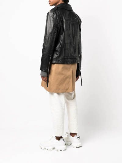 Romeo Hunte Panelled Leather Trench Coat In Braun