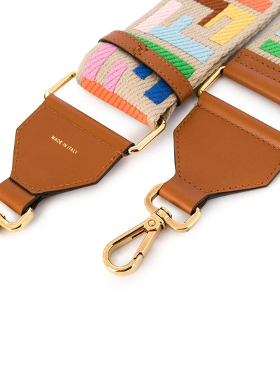 Shop Fendi Embroidered Ff Shoulder Strap In Neutrals