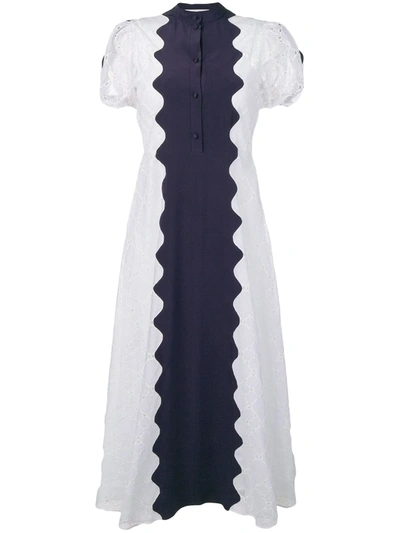 Shop Valentino Scalloped Eyelet Midi Dress In White