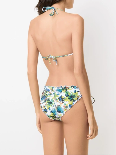 Shop Amir Slama Tropical Pattern Bikini Set In White