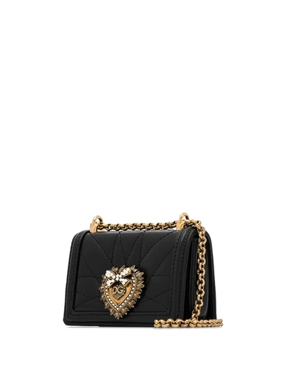 Shop Dolce & Gabbana Micro Devotion Quilted Crossbody Bag In Black