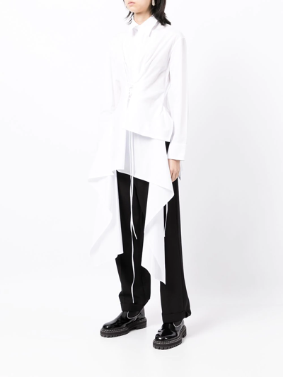 Yohji Yamamoto Layered Asymmetric Shirt In Weiss