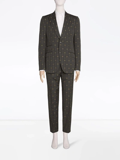 Shop Gucci Heritage Interlocking G Stripe Suit In Grey