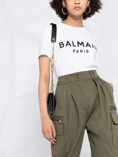 Shop Balmain High-waist Straight-leg Trousers In Green