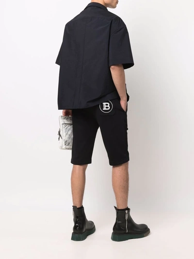 Shop Balmain Bermuda B-print Shorts In 黑色