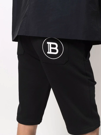 Shop Balmain Bermuda B-print Shorts In 黑色