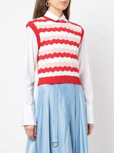 Shop Milly Seashell Scalloped-knit Jumper Vest In Red