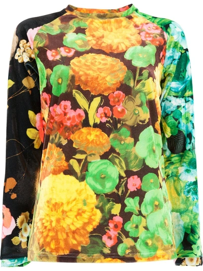 Richard Quinn Floral Fitted Top In Multicolour