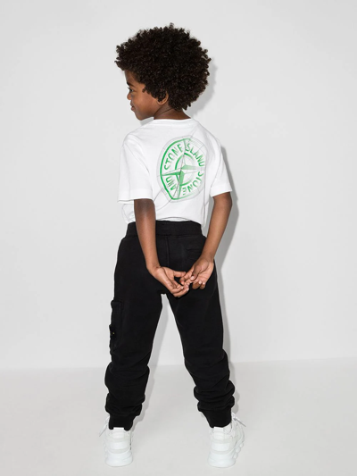 Shop Stone Island Junior Compass-logo Cotton Track Pants In Black