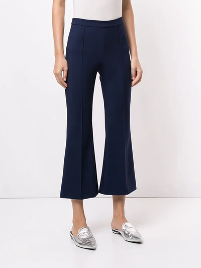 Shop Adam Lippes Cropped Flare Trousers In Blue