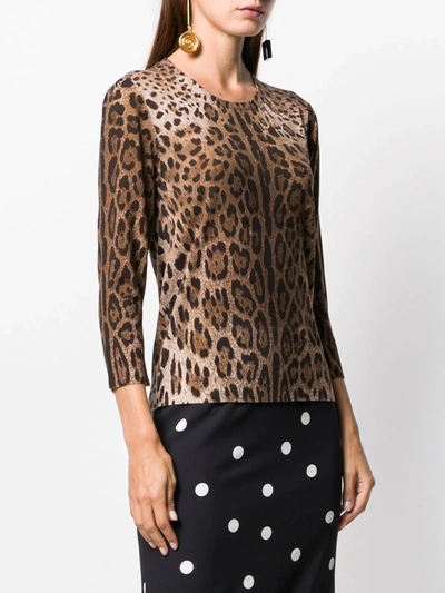 Shop Dolce & Gabbana Leopard Pattern Jumper In Brown