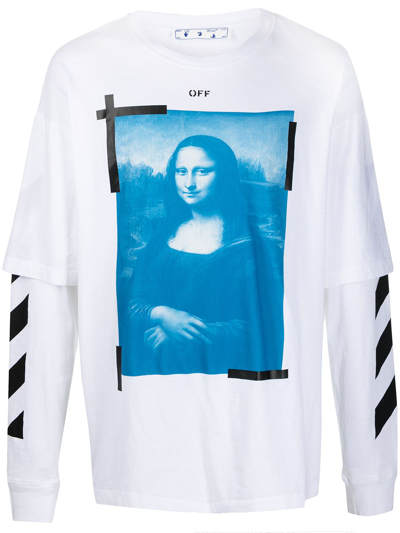 Shop Off-white Mona Lisa Graphic-print Long-sleeve T-shirt In White