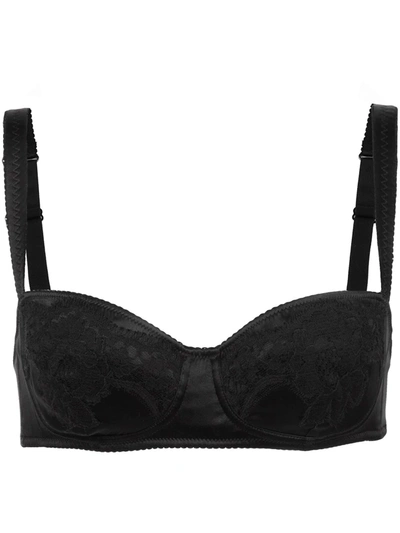 Shop Dolce & Gabbana Lace Underwired Bra In Black