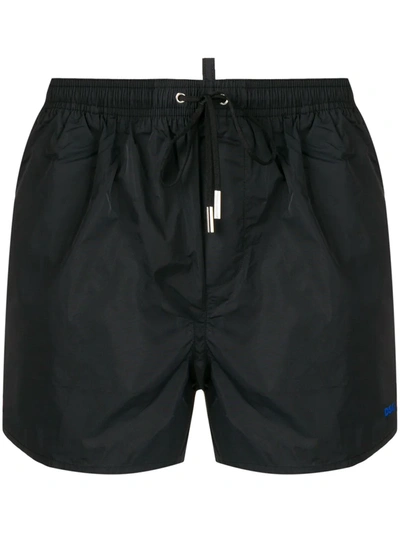 Shop Dsquared2 Icon Slogan Swim Shorts In Black