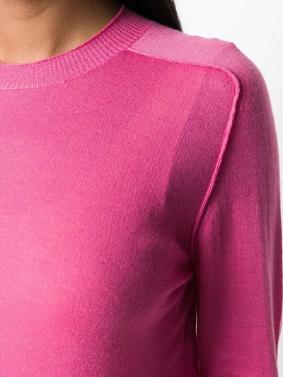 Shop Bottega Veneta Long-sleeve Knitted Top In Pink