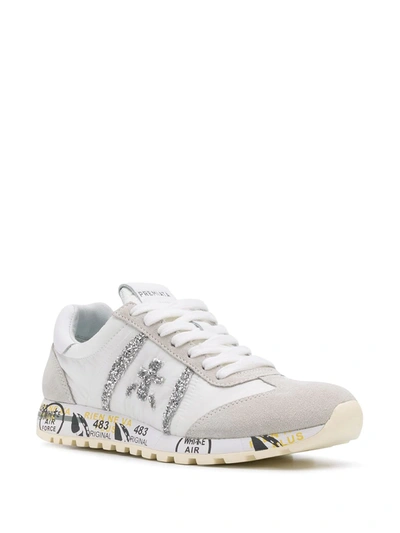Shop White Premiata Lucyd Glitter Stripe Sneakers In White