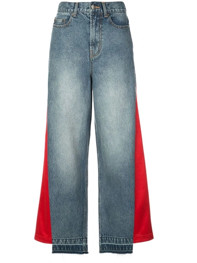 Shop Haculla Hybrid Patchwork Wide Leg Jeans In Blue