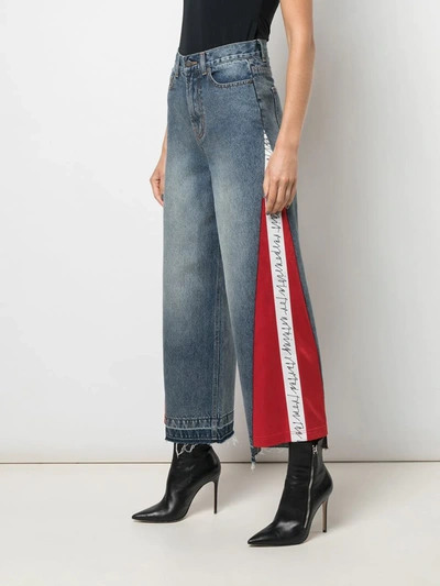 Shop Haculla Hybrid Patchwork Wide Leg Jeans In Blue