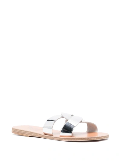 Shop Ancient Greek Sandals Desmos Cut-out Leather Sandals In Silver