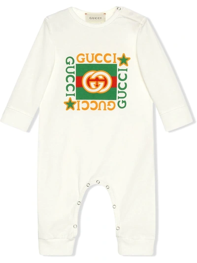 Gucci Baby Cotton Onesie, Bib And Hat Set In White | ModeSens