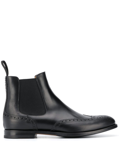 Shop Scarosso Oliver Brogue Detailing Boots In Black