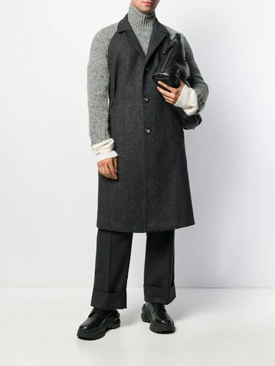 Shop Maison Margiela Herringbone Open Back Coat In Grey