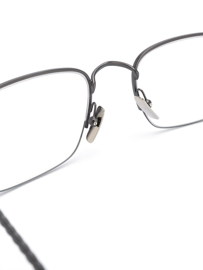 Shop Brioni Square Frame Glasses In Grey