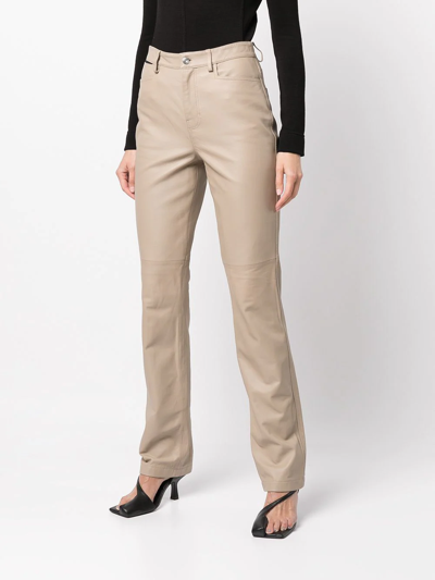Shop Proenza Schouler White Label Straight-leg Leather Trousers In Neutrals