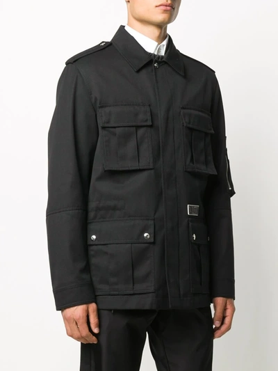Shop Valentino Vltn-patch Shirt Jacket In Black