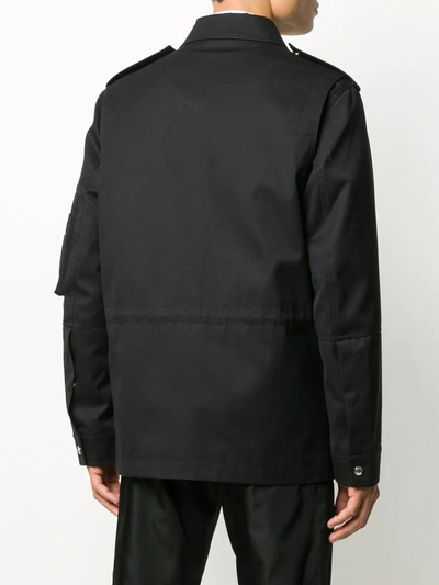 Shop Valentino Vltn-patch Shirt Jacket In Black