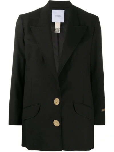 Shop Patou Jewel-button Wool Blazer In Black