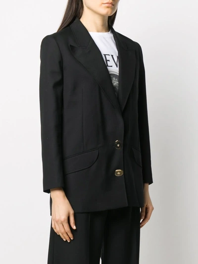 Shop Patou Jewel-button Wool Blazer In Black