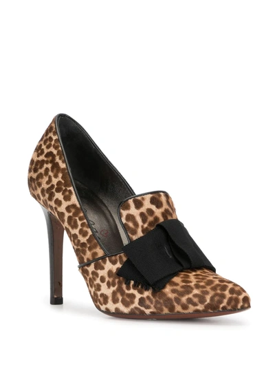 Pre-owned Lanvin Leopard Pointed Pumps In Brown
