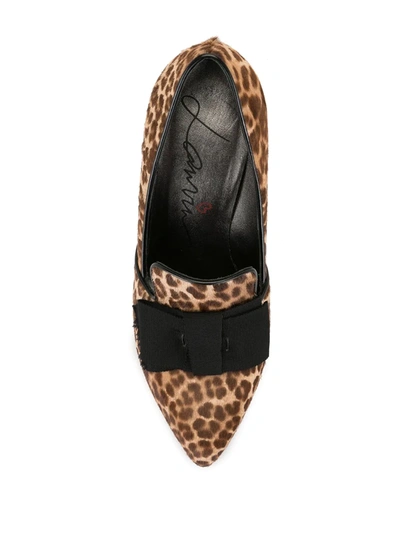 Pre-owned Lanvin Leopard Pointed Pumps In Brown