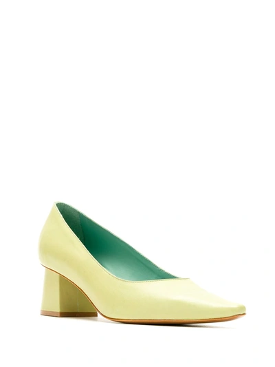 Shop Blue Bird Shoes Block-heeled Leather Pumps In Green