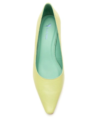Shop Blue Bird Shoes Block-heeled Leather Pumps In Green