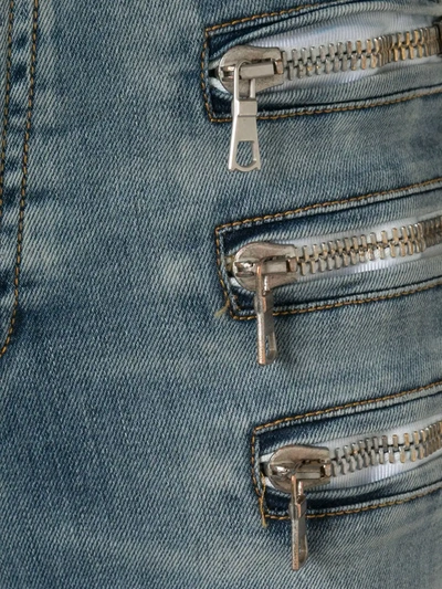 Shop Ben Taverniti Unravel Project Zip-embellished Skinny Jeans In Blue