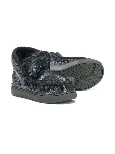 Shop Mou Eskimo Sequinned Snow Boots In Black